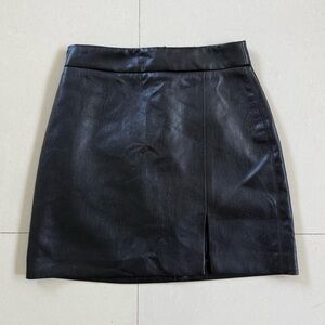 Wilfred Black Leather Mini Skirt